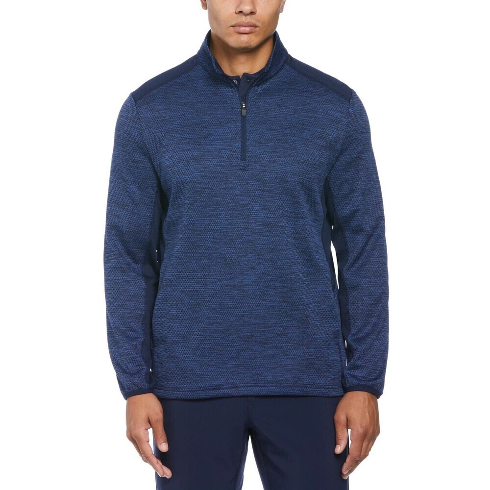 PGA TOUR Men's Two-Tone Space-Dyed Quarter-Zip Golf Pullover Heather Blue XL